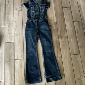 Fashion Nova Dark Blue Denim Overalls